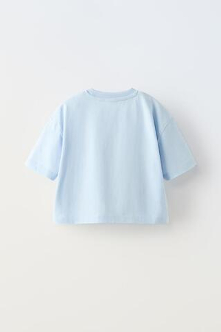 ZARA ФУТБОЛКА С НАДПИСЬЮ, НЕБЕСНО-ГОЛУБОЙ
