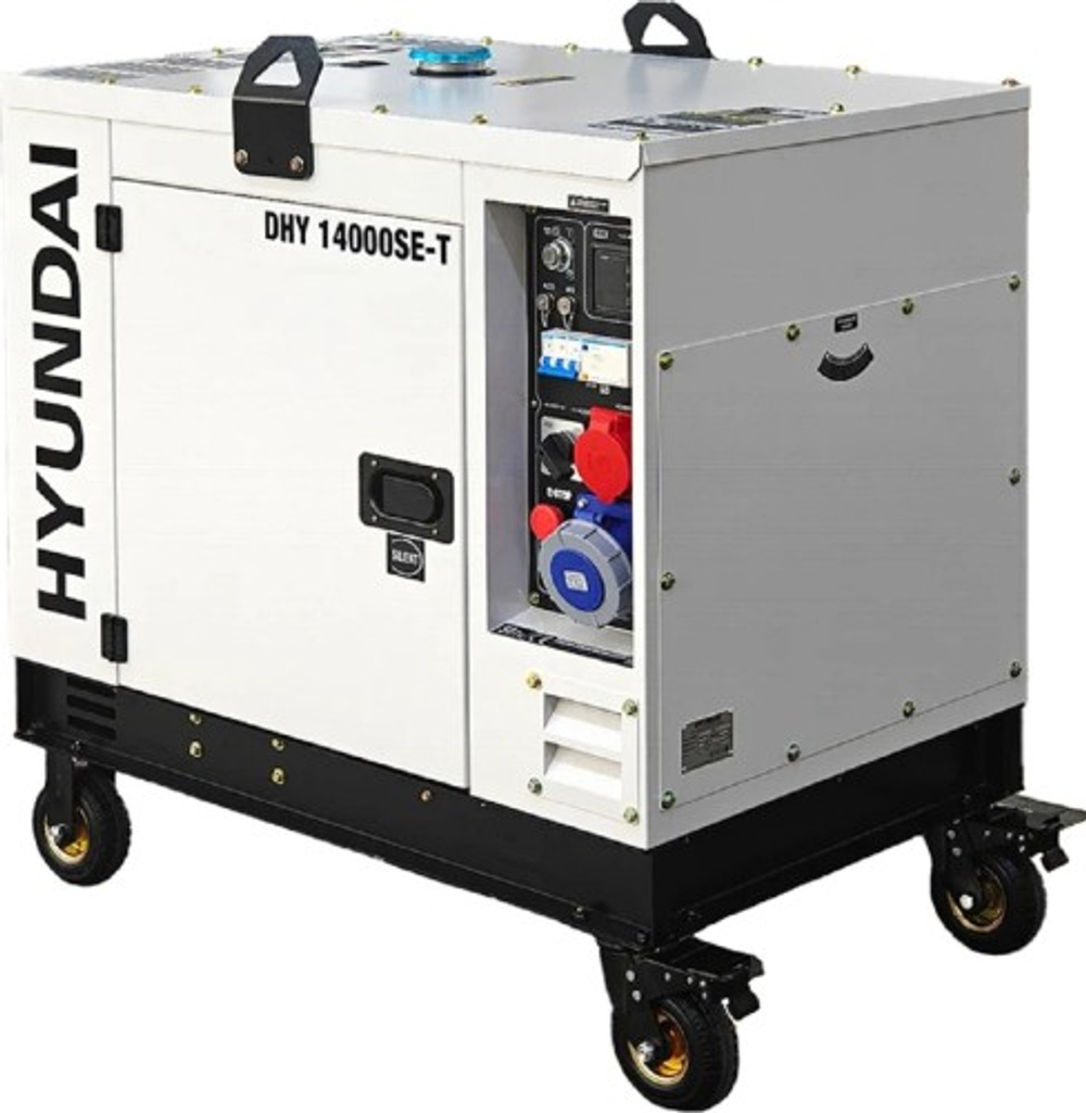 Электростанция дизельная с воздушным охлаждением HYUNDAI DHY 14000SE-T в кожухе