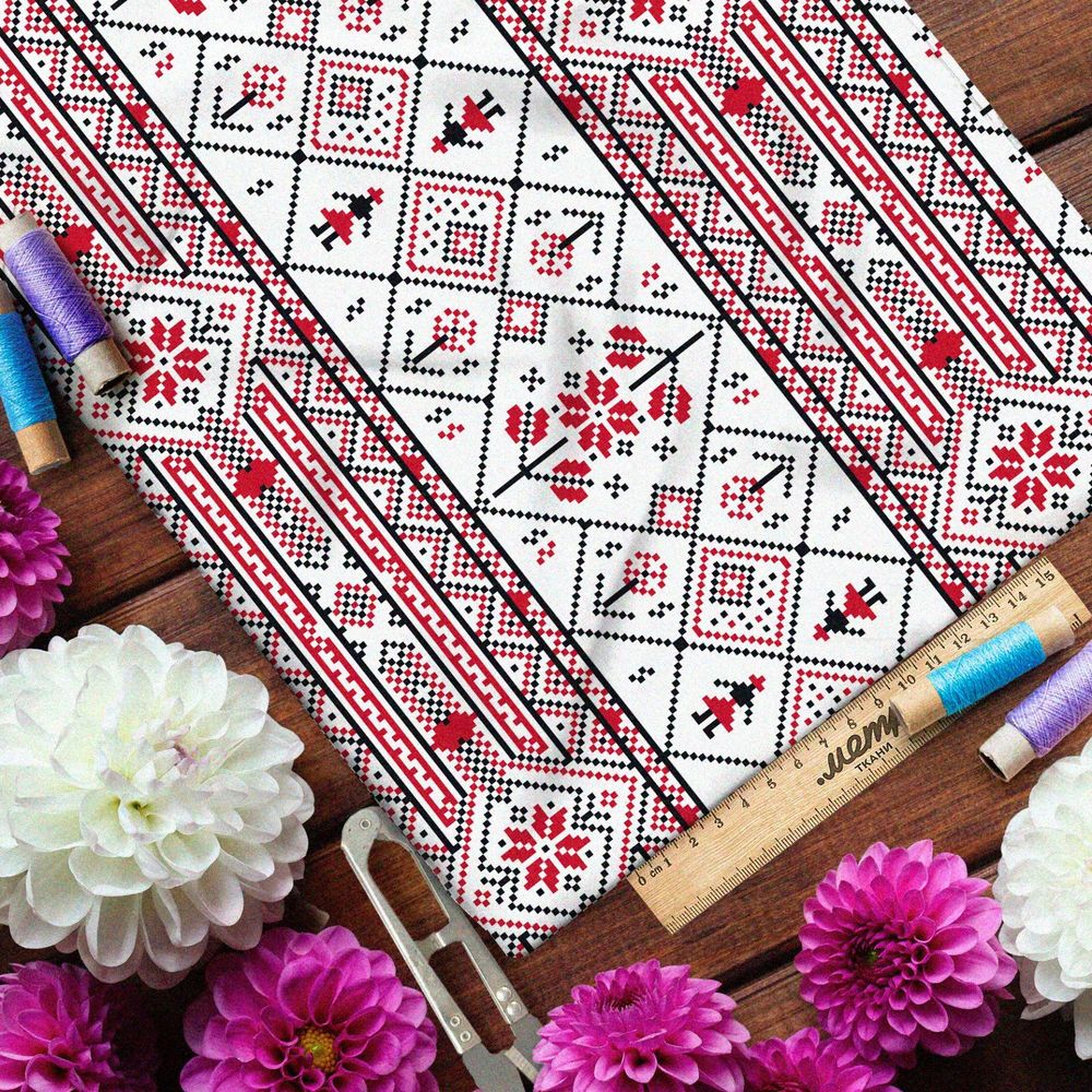 Ткань ниагара мелкая славянская вышивка на полотенце