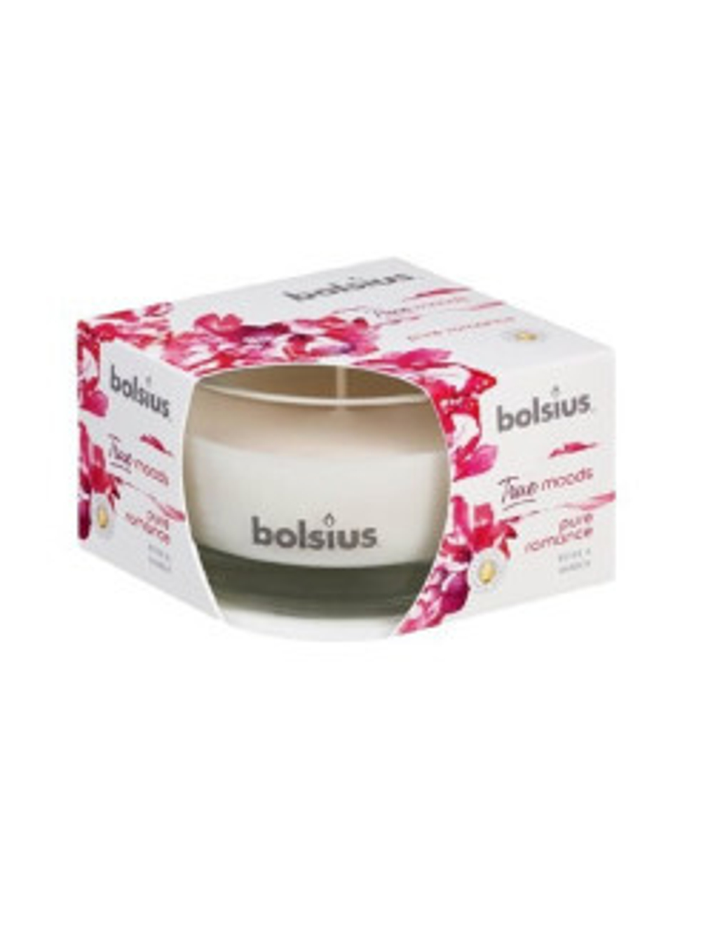 Свеча ароматическая в стакане 50х80мм Bolsius Pure Romance роза и янтарь