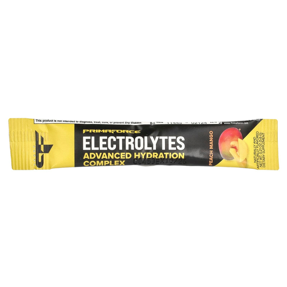 Primaforce, Electrolytes, улучшенный комплекс для увлажнения, персик и манго, 30 пакетиков по 5,9 г (0,21 унции)