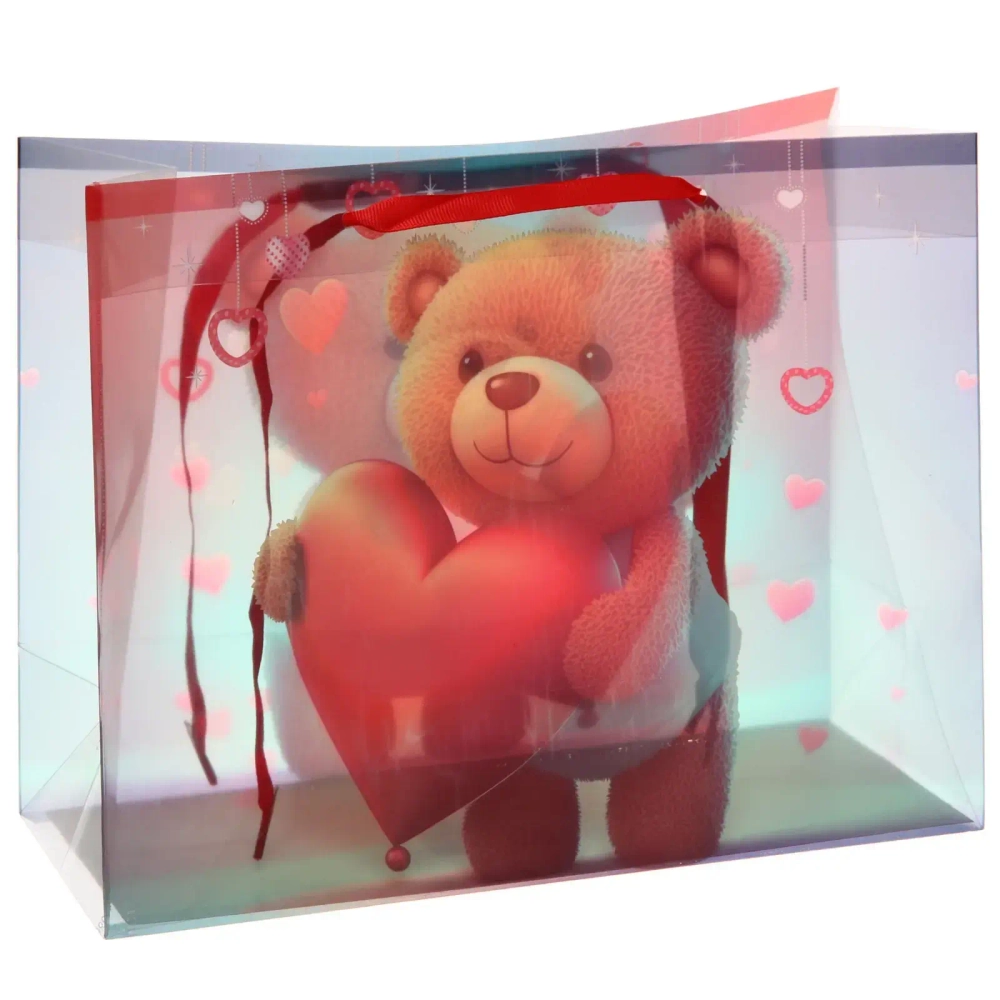 Пакет подарочный «Мишка с сердцем» 27*21*11 см