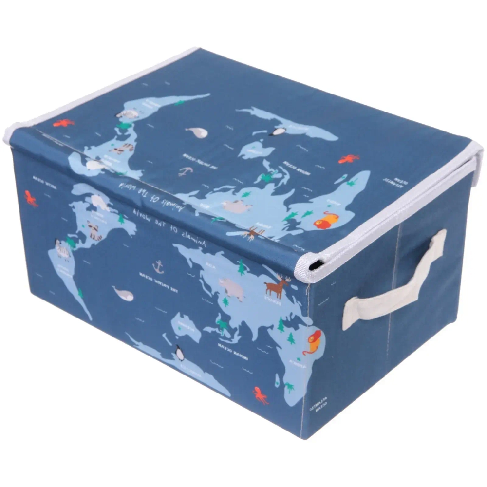 Коробка для хранения с крышкой «Карта мира», 35*25*18см (лейбл Селфи)