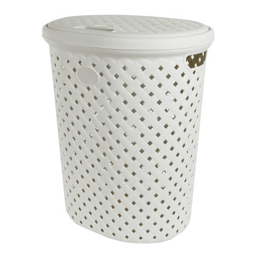 Корзина для белья Plast Team Rattan 42л 415х330х510 мм молочный туман