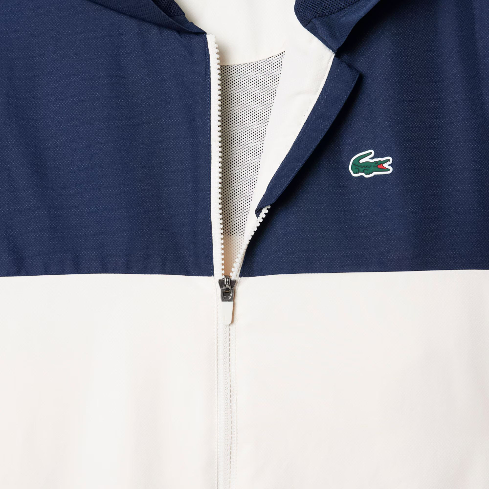Куртка теннисная Lacoste Water-Repellent Hooded - white/purple/navy blue