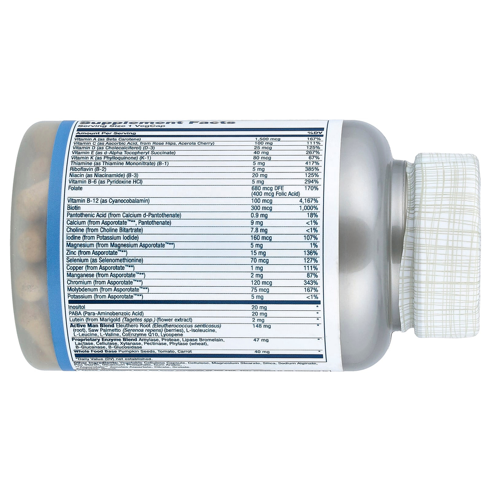 Solaray, мультивитамины для активных мужчин для приёма один раз в день, 90 растительных капсул