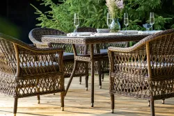 "Амароне" обеденная группа из искусственного ротанга на 6 персон, цвет коричневый