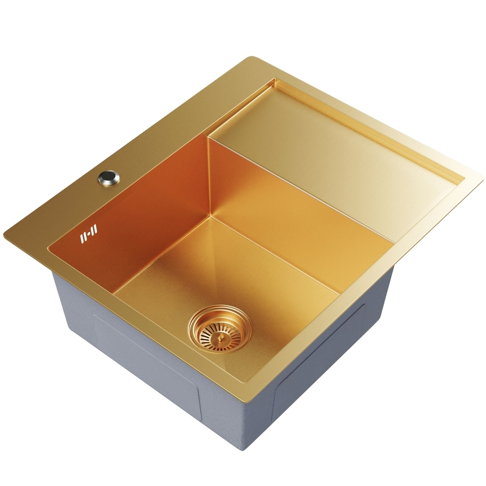 Мойка настол.монтаж 60х50 (3,0) лев. вып 3 1/2  MIXLINE PRO 20см с сифоном (золото)