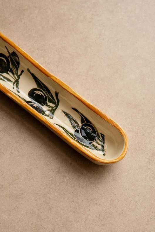 Тарелка под оливки малая, узор оливки / Bottega Alba