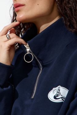 Олимпийка с короткой молнией "Âme Sirène" цвета нейви