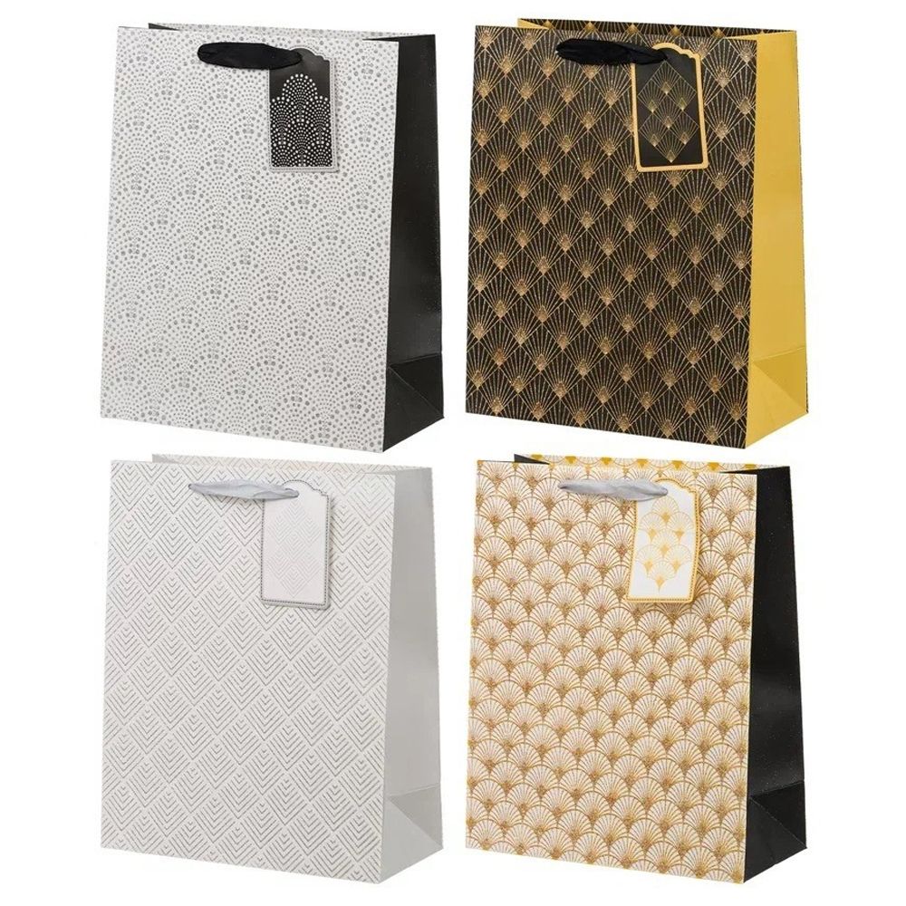 Подарочный пакет Basir, серия "Блёстки", в золотых и серебристых блёстках, 30*12*40 см, ассорти Подарочный пакет Basir, серия "Блёстки", в золотых и серебристых блёстках, 30*12*40 см, ассорти