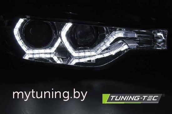 Передние фары для BMW 3 F30 / F31 (11-15) хромированные под штатный ксенон с AFS