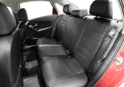 Авточехлы Rival Строчка (зад. спинка 40/60) для сидений Volkswagen Polo V седан 2010-2020, эко-кожа, черные, SC.5801.1