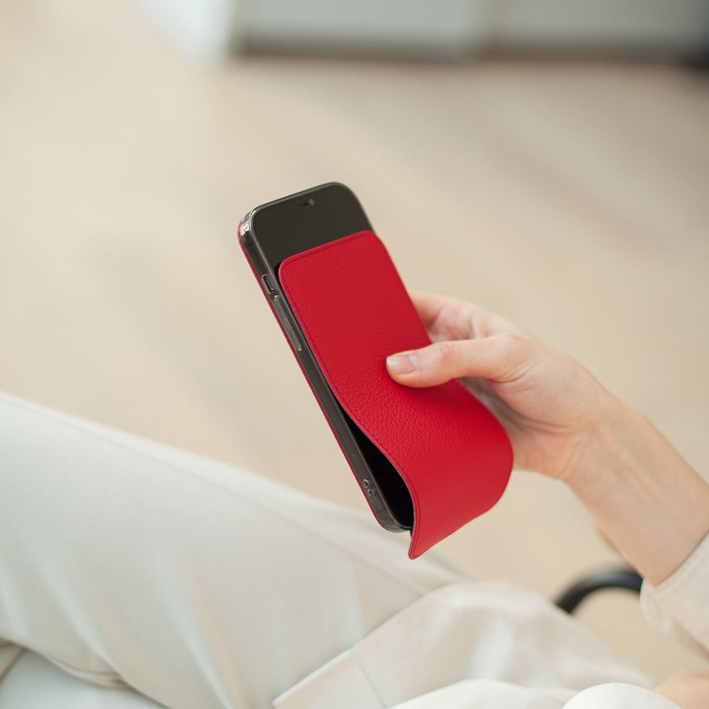 Чехол для iPhone 12 Pro Max из натуральной кожи теленка, красного цвета