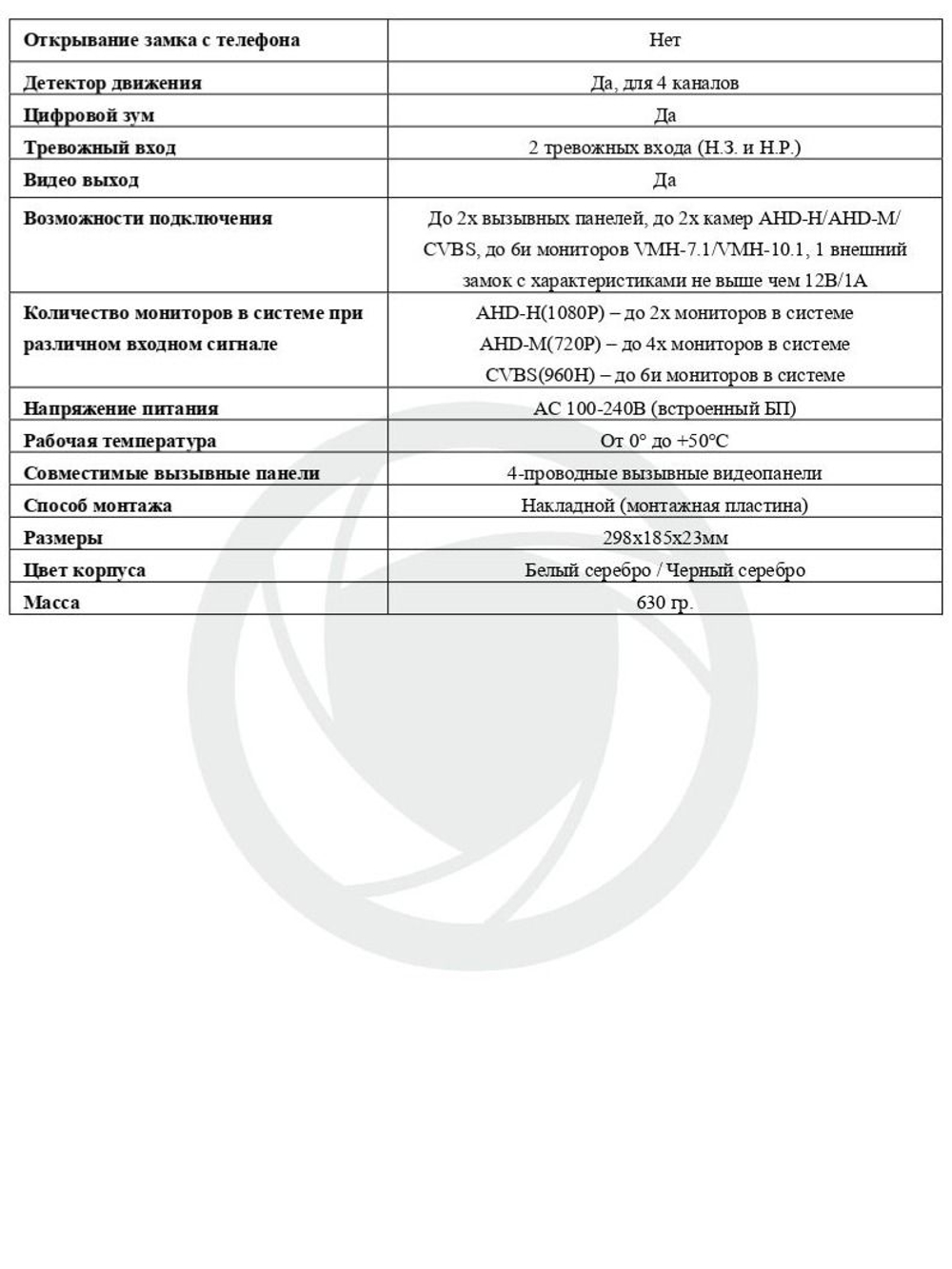 Видеодомофон Optimus VMH-10.1 (Белый/Серебро)
