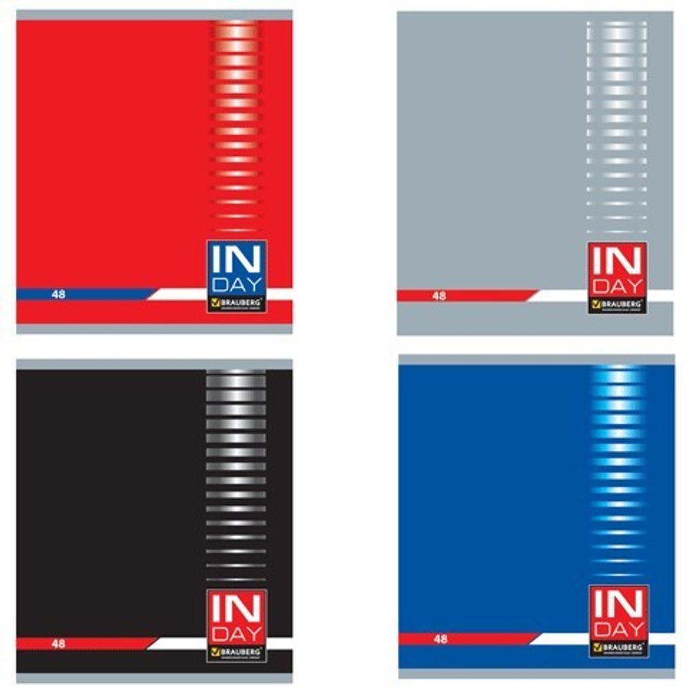 Тетрадь А5, 48 л., BRAUBERG, клетка, обложка картон, "INDAY", 400518, 4шт