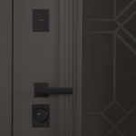 Стальная дверь "Дравит" с окном и лазерной резкой (терморазрыв 3к). Заказная модель.