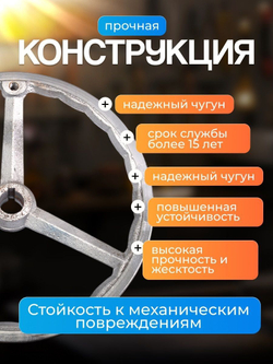 Маховик чугун 160х16х5мм (Dxdxb) с 3-мя спицами, с ручкой М10