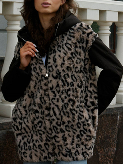 Шуба женская чебурашка тедди с капюшоном короткая, SilverFox (арт. 2204-021-7,4)