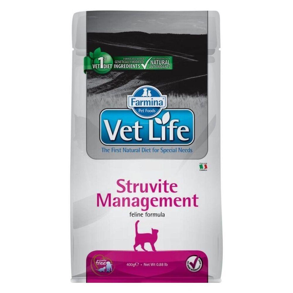 Farmina 400г Vet Life Cat Management Struvite диета для кошек при рецидивах МКБ (струвитов)
