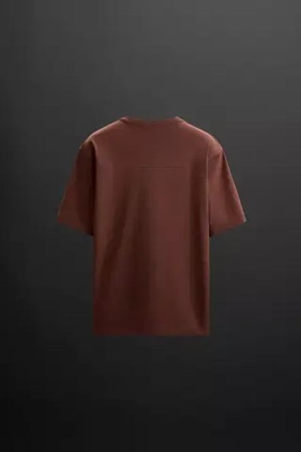 ZARA ФУТБОЛКА ИЗ ПЛОТНОЙ ТКАНИ, ТЕМНО-РОЗОВЫЙ