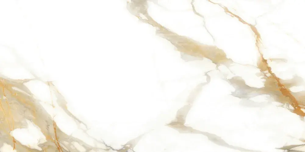 Керамогранит Alma Ceramica GFA114CLR04L Calacatta Oro 114x57 бежевый / белый лаппатированный под мрамор