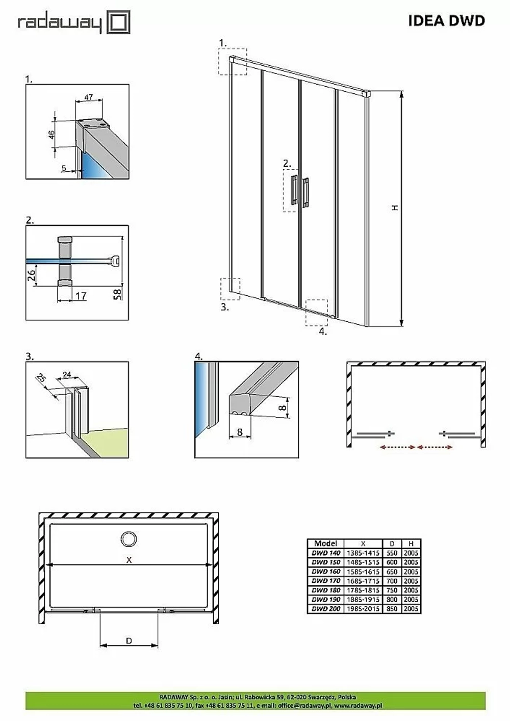 Душевая дверь Radaway Idea DWD 180