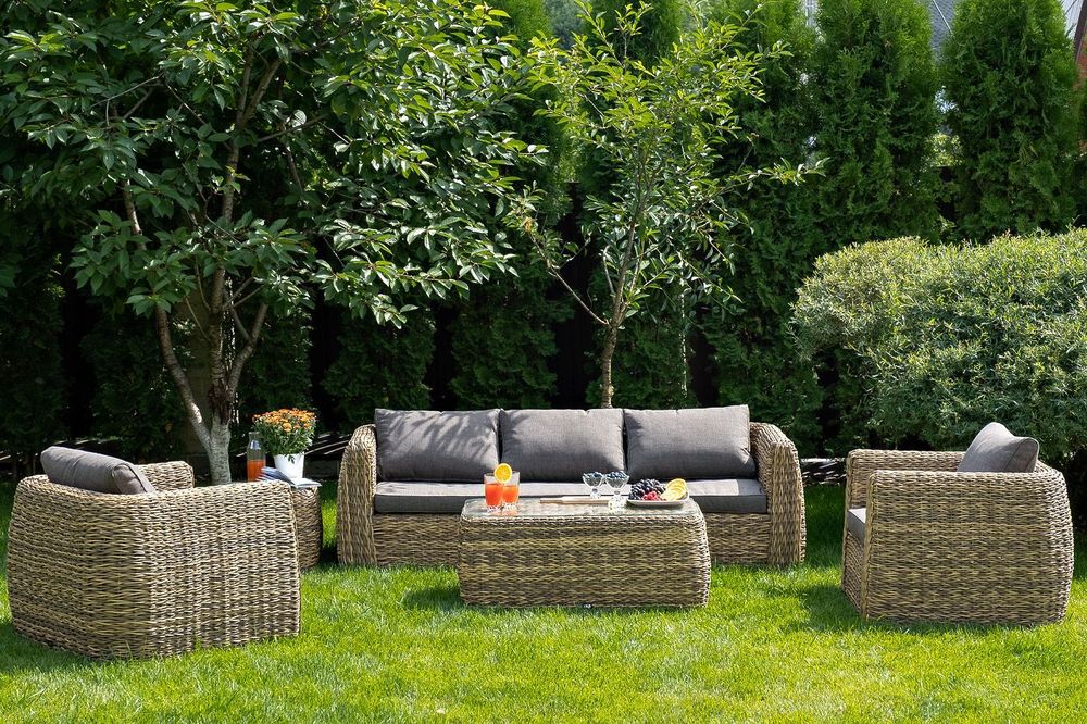 "Кальяри" диван трехместный плетеный из искусственного ротанга (гиацинт), цвет соломенный