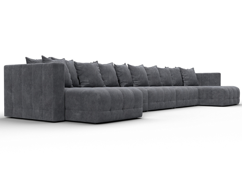 Диван П-образный Лига-052 НПБ МегаЛонг, BRUT 16 ВЕЛЮР темно-серый