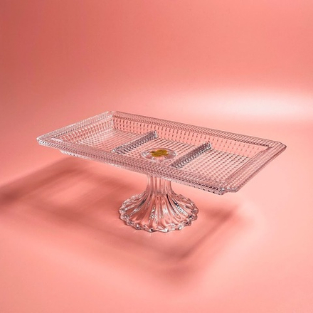 Lenardi 588-697 Прямоугольная менажница 32х18,5х12см на ножке в под.уп.(х6)Стекло