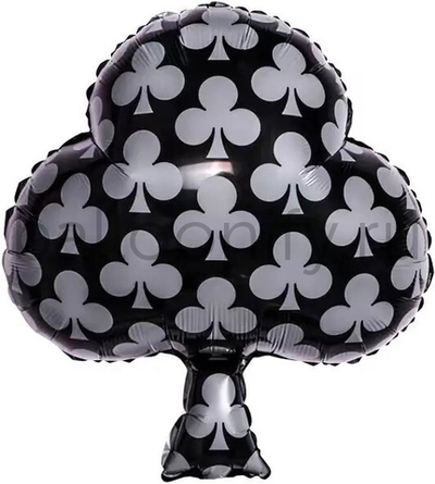 Шар (26''/66 см) Фигура, Покер, Карточная масть: Трефы, Черный, 1 шт.