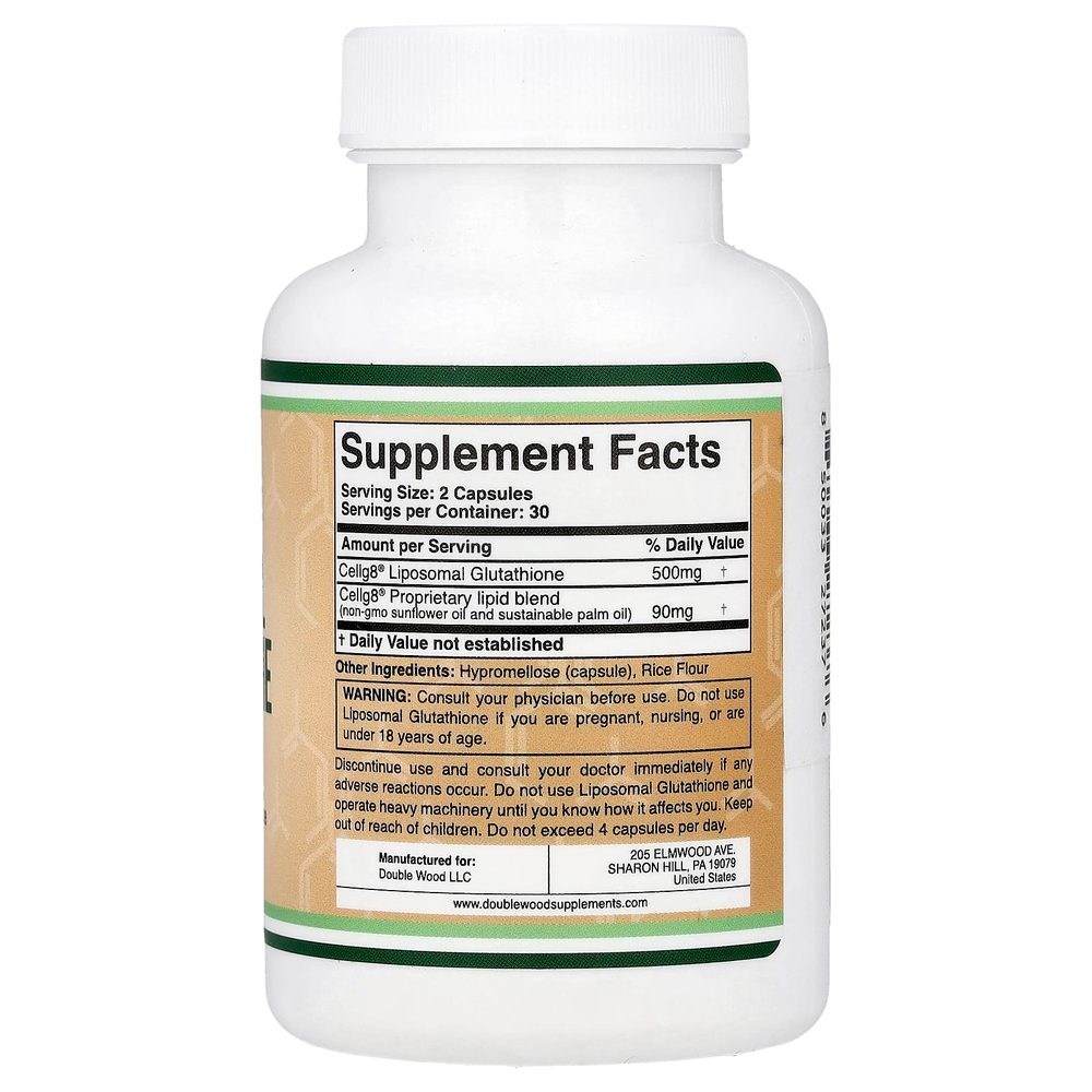Double Wood Supplements, липосомальный глутатион, 60 капсул