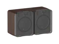 ATLASDESIGN PROFI IP54 О/У РОЗЕТКА двойная с заземлением со шторками, 16А, КОРИЧНЕВЫЙ