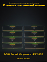 Модуль памяти DDR4 128GB (8*16GB) Corsair CMK128GX4M8X3600C18