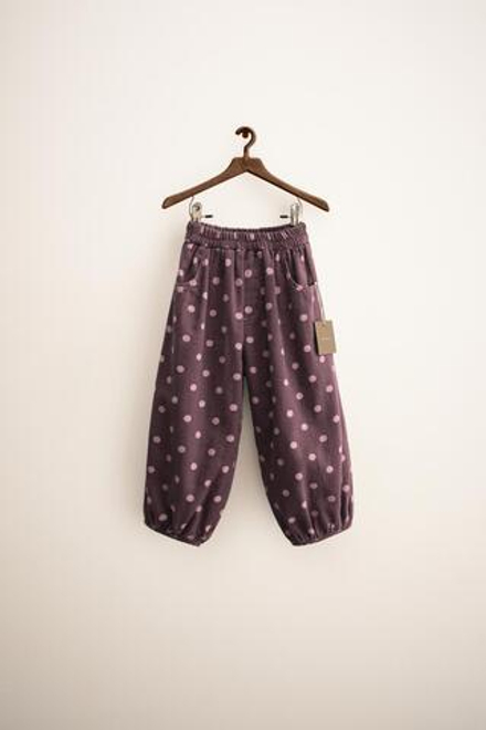 ZARA ZARA TIMELESS - БРЮКИ-БАНАНЫ В ГОРОШЕК, БАКЛАЖАНОВЫЙ
