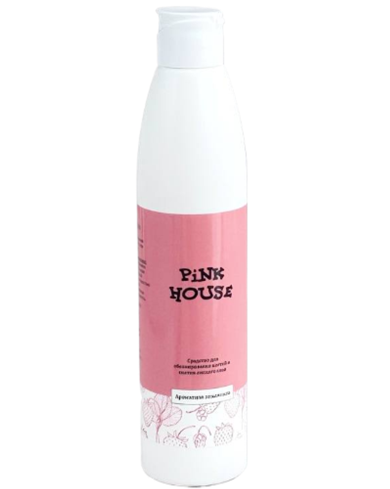 Обезжириватель для ногтей и снятия липкого слоя ароматная земляника Pink House, 250 мл