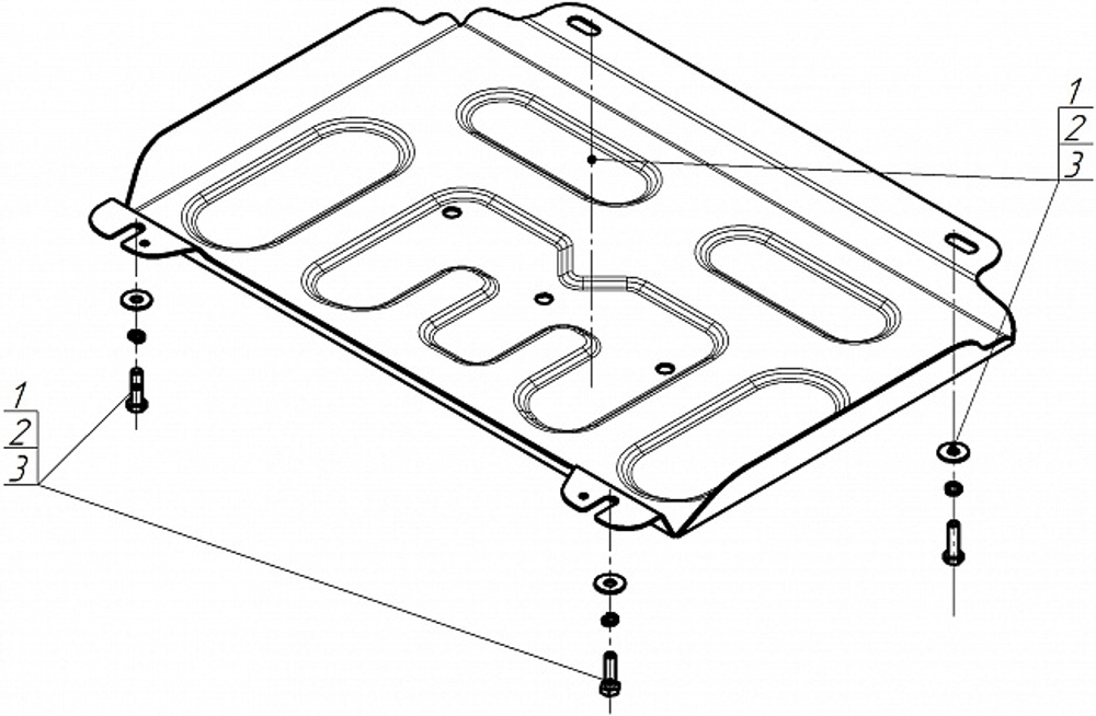 Защита двигателя, переднего дифференциала 2 мм, Сталь. для Foton Tunland V9 2024-н.в., Motodor.77508