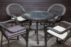 Садовый комплект из искусственного ротанга Мэдисон НЬЮ (Medison NEW) стол круглый D90 + 4 кресла с подушками на сиденье