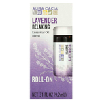 Aura Cacia, Смесь эфирного масла, смягчающий шариковый аппликатор, лаванда, 0,31 жидких унций (9,2 мл)