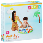 Бассейн надувной Intex 57106 Dino Buddies 61х22 см / Круглый трехсекционный бассейн Пляжные друзья Интекс с надувным дном для дачи
