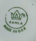 Сахарница фарфоровая из сервиза "Мадонна", Kahla GDR, люстр, изображение, золочение, винтаж времён 1970-1990 гг