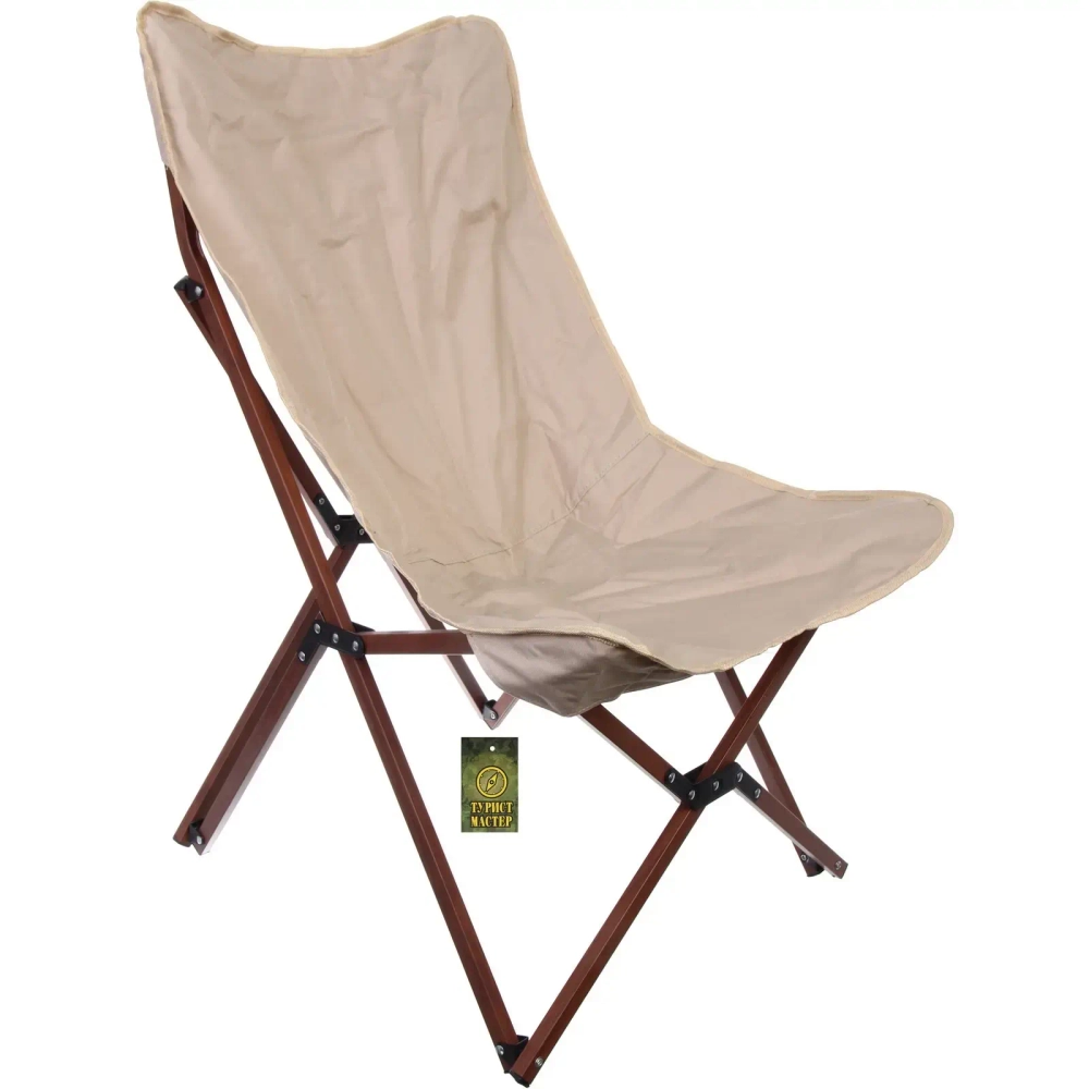 Кресло складное до 120 кг DC-6016, 52*63*90 см, цвет: бежевый, каркас алюминий, ТуристМастер