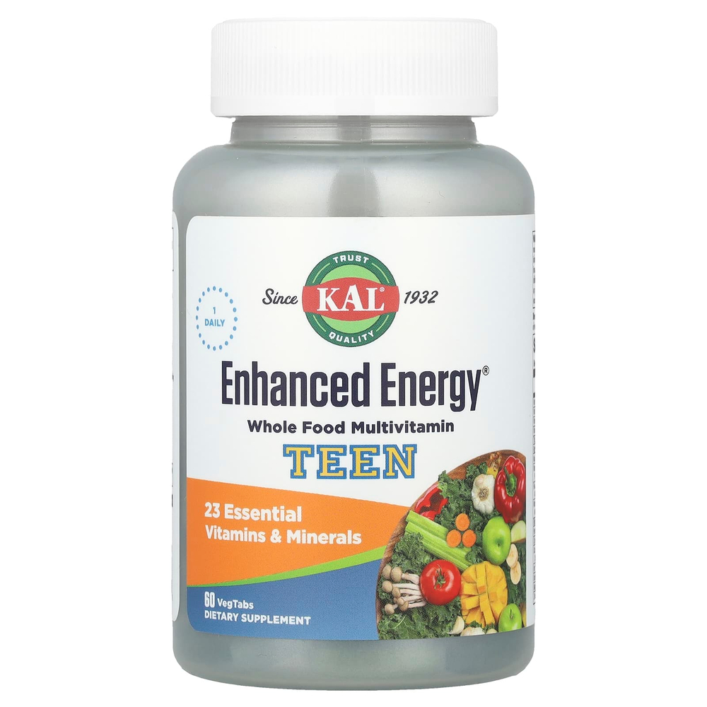 KAL, Enhanced Energy®, мультивитаминная добавка для подростков, 60 растительных таблеток