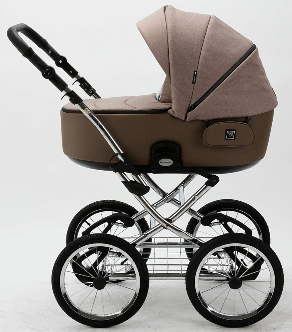 Детская коляска Adamex Porto Retro 2 в 1 PO-PS15 (Т.БЕЖ+Т.БЕЖА КОЖА)