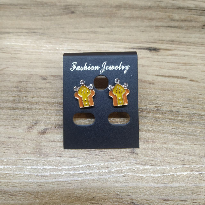 Серьги Small Фантазия стразы эмаль цветная цвет оранжевый желтый металл золотистый 1 шт