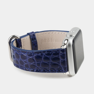 Ремешок для Apple Watch 40/41/42 mm из кожи аллигатора, цвета синего лак