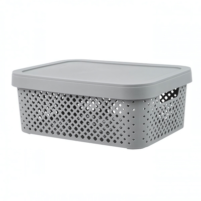 Корзина для хранения Plast Team STOCKHOLM, с крышкой 10 л серый шторм