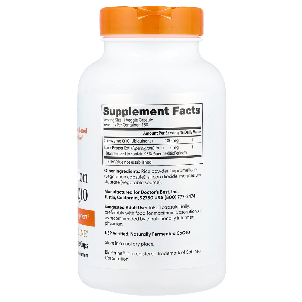 Doctor's Best, легкоусвояемый коэнзим Q10, 180 растительных капсул