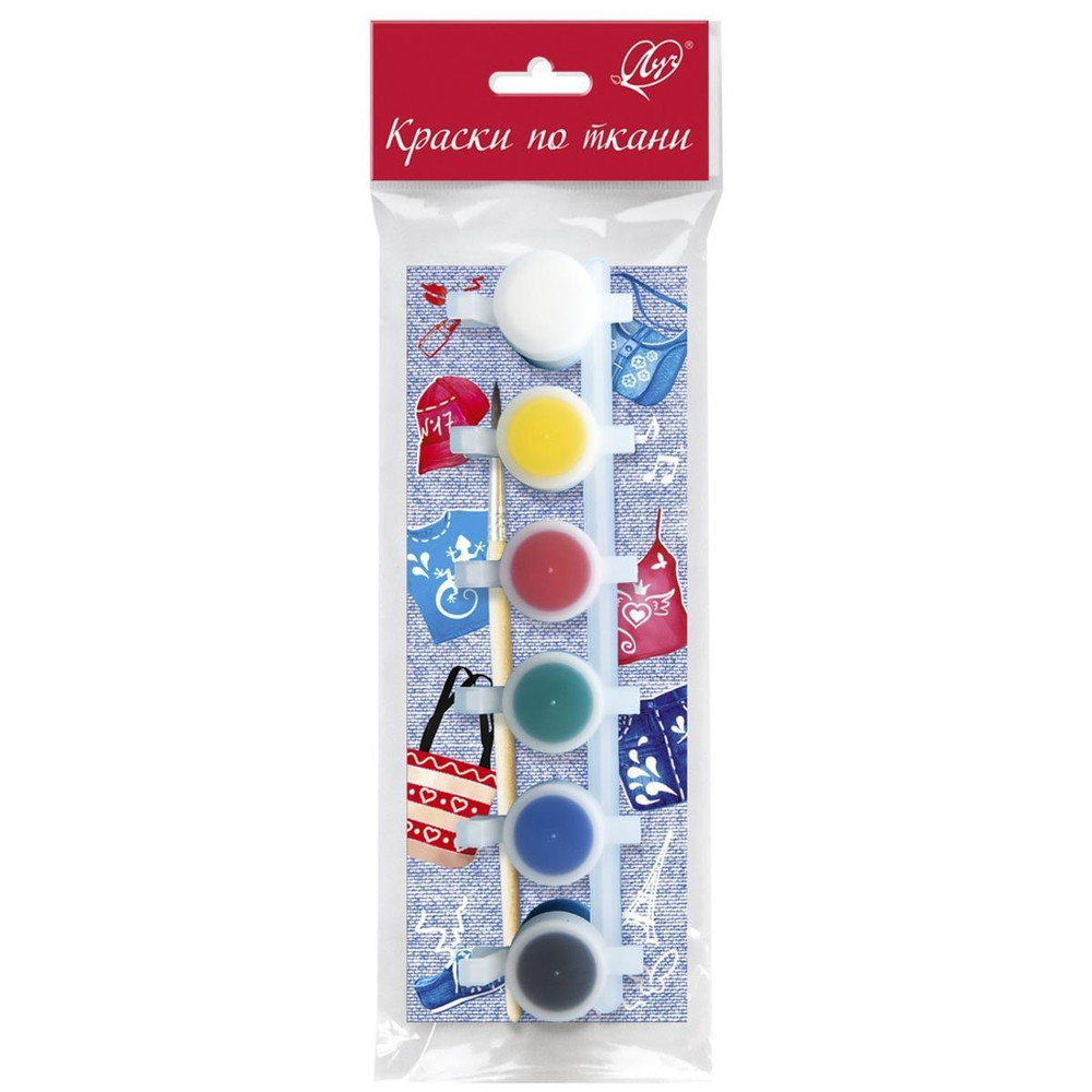 Краски по ткани 6цв. 5мл. (Луч)