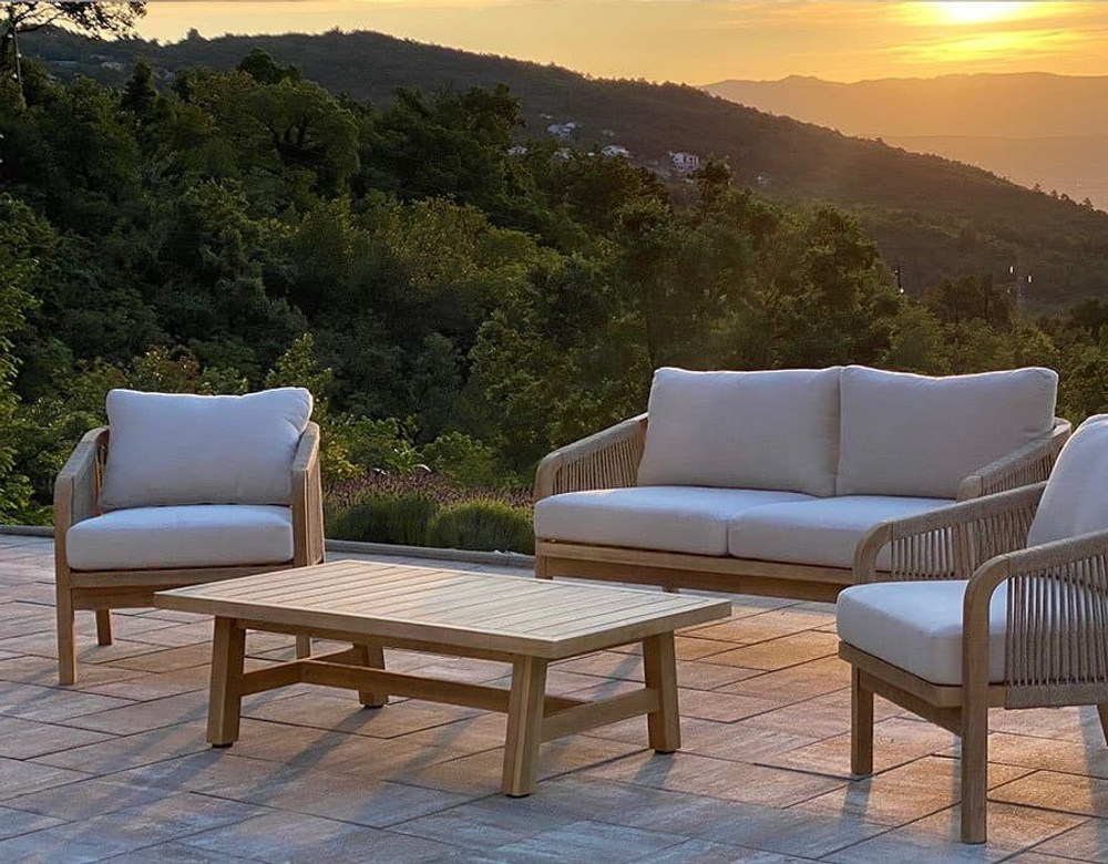 Кресло деревянное с подушками Tagliamento Ravona KD, натуральный, бежевый